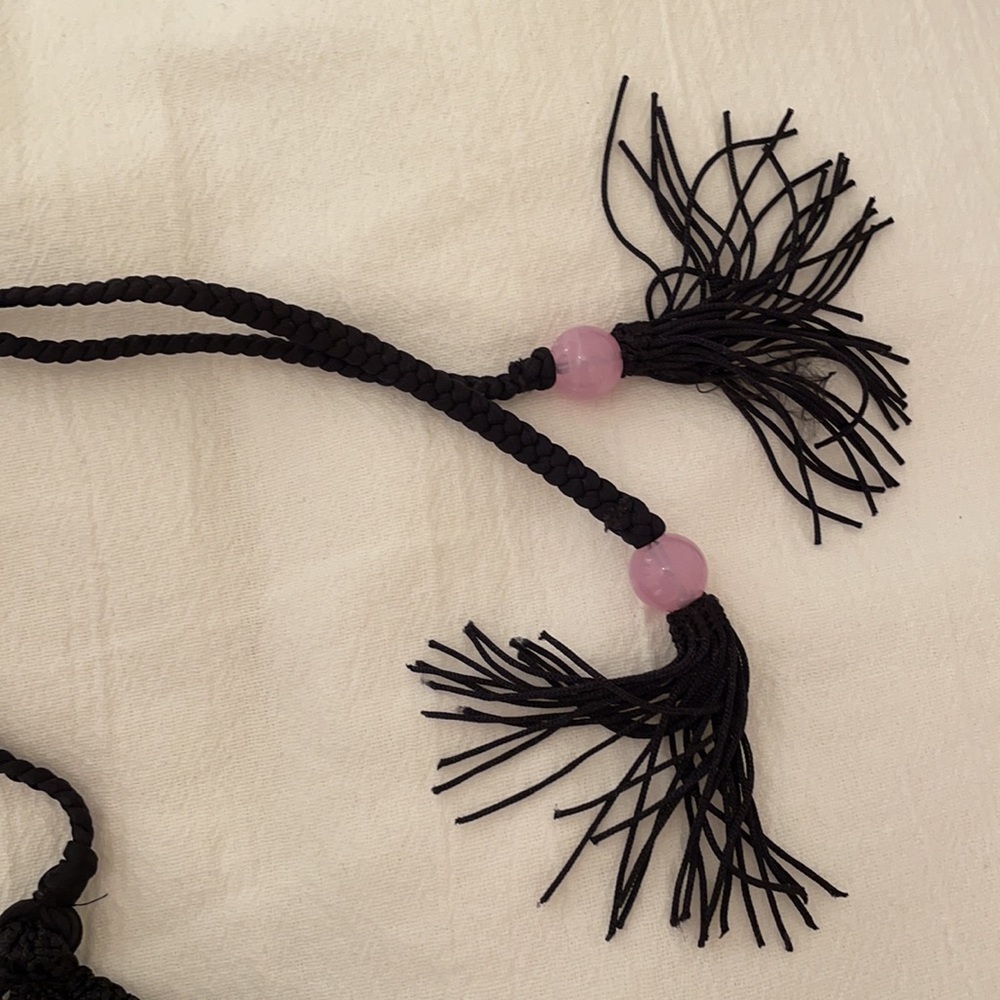 Victoria's Secret Black Crochet Fringe Halter Bikini Top - Picture 5 of 7